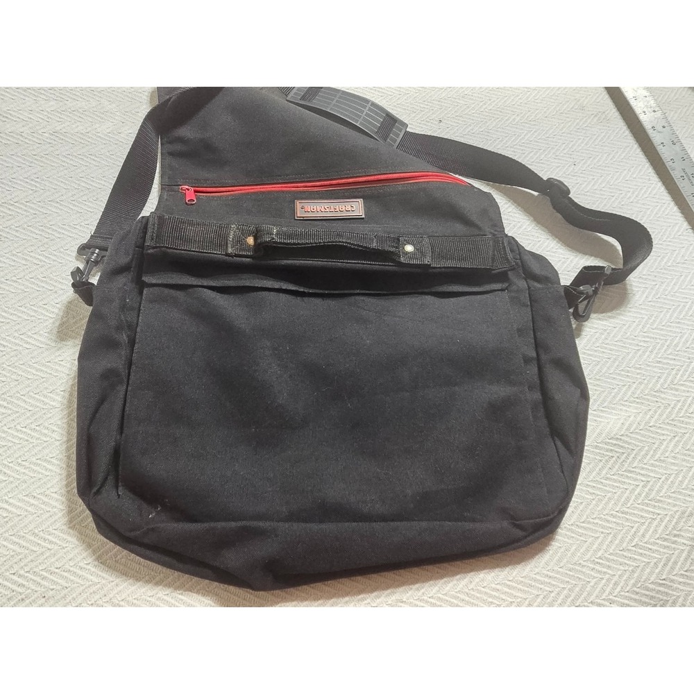 Craftsman Tool Messenger Bag Black Red Shoulder Strap Organizer 20 Inch